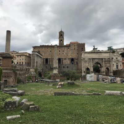 The Forum square, as seen from the Temple of Caesar.