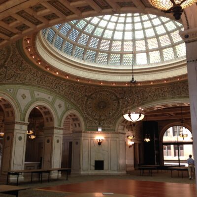 Another view of Preston Bradley hall, with its famous Tiffany glass dome