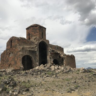The collapsed south wall of the cathedral