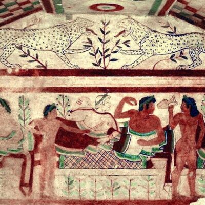 A symposium in action. From the Etruscan "Tomb of the Leopards."