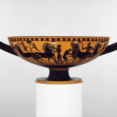 A kylix (shallow cup with two handles). This type of cup was used for light drinking and for kottabos.
