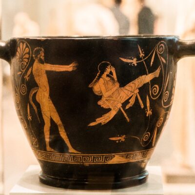 A skyphos (a deep cup for heavy drinking)
