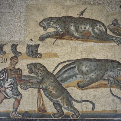 A venator kills many leopards. From the Galleria Borghese, Rome.